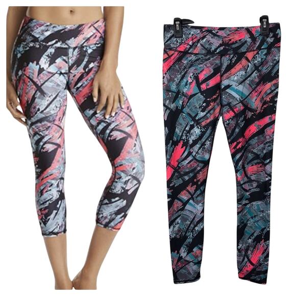 Fabletics Powerhold Mid Rise Printed Leggings Running Tights size Medium - Picture 1 of 13